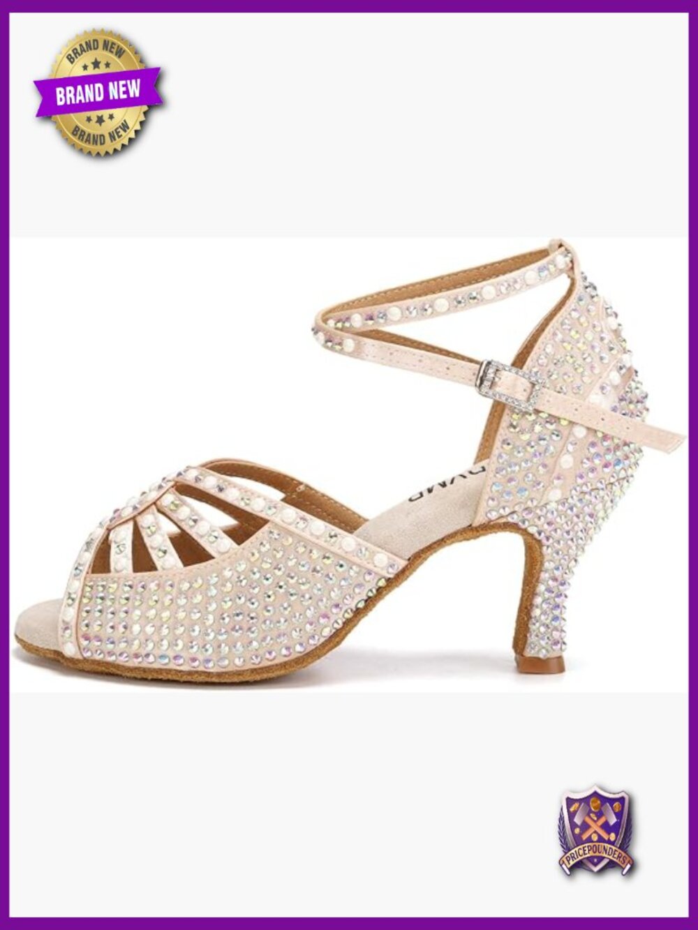 Rhinestone Latin Dance Shoes Satin Salsa Ballroom Heels